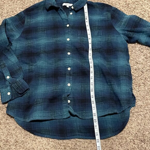 Madewell Plaid Button Down Shirt Green Blue Flannel Size M - Picture 2 of 5